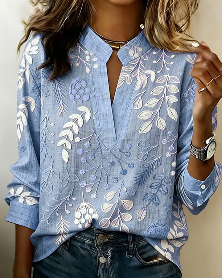 Floral V-Neck Blouse for Women