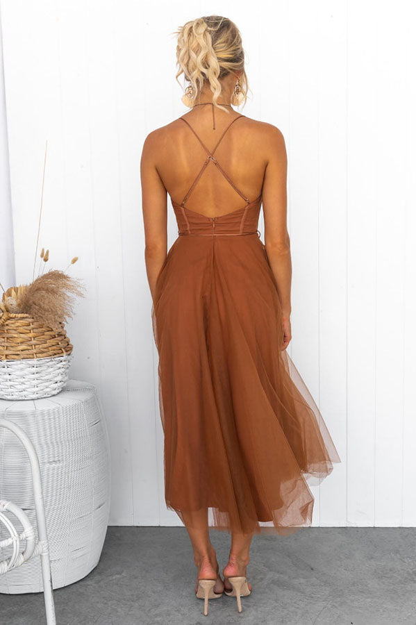 Tulle Skirt Midi Dress for Women