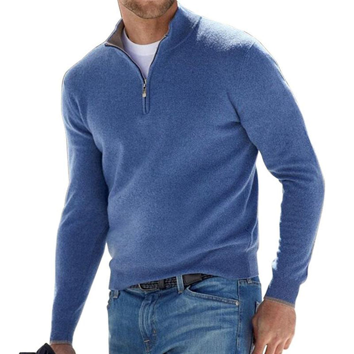 Quarter Zip High Neck Sweater for Men