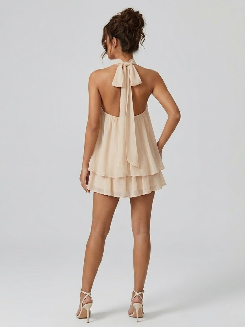 Halter Neck Open Back Mini Dress for Women