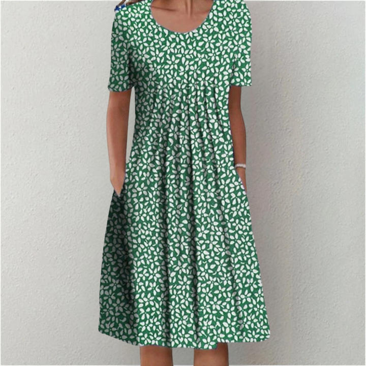 Floral Short Sleeve Midi Dress for Women