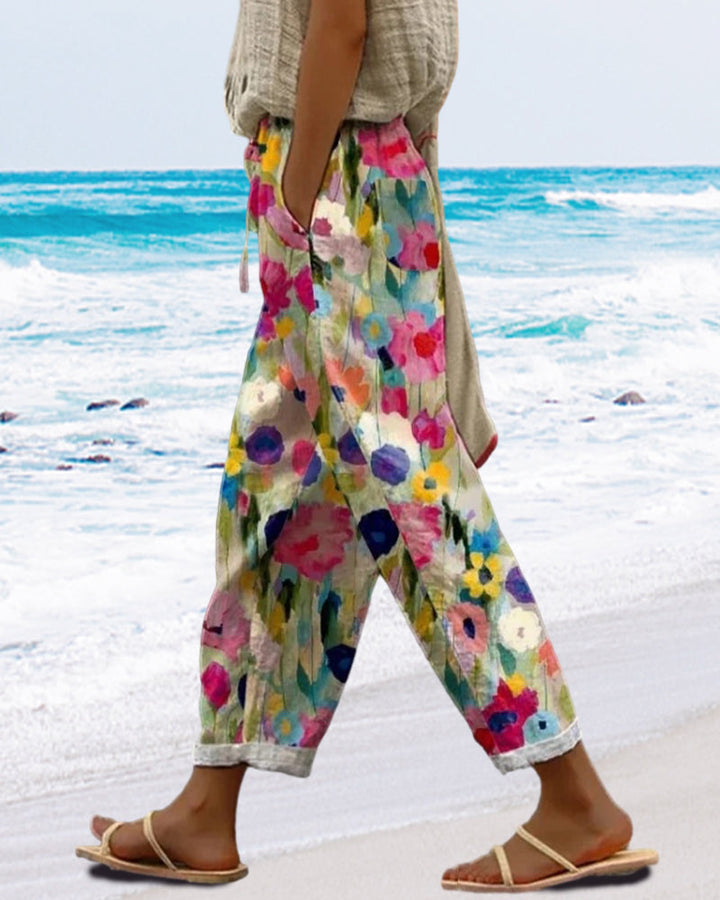 Floral Print Wide Leg Pants for Women