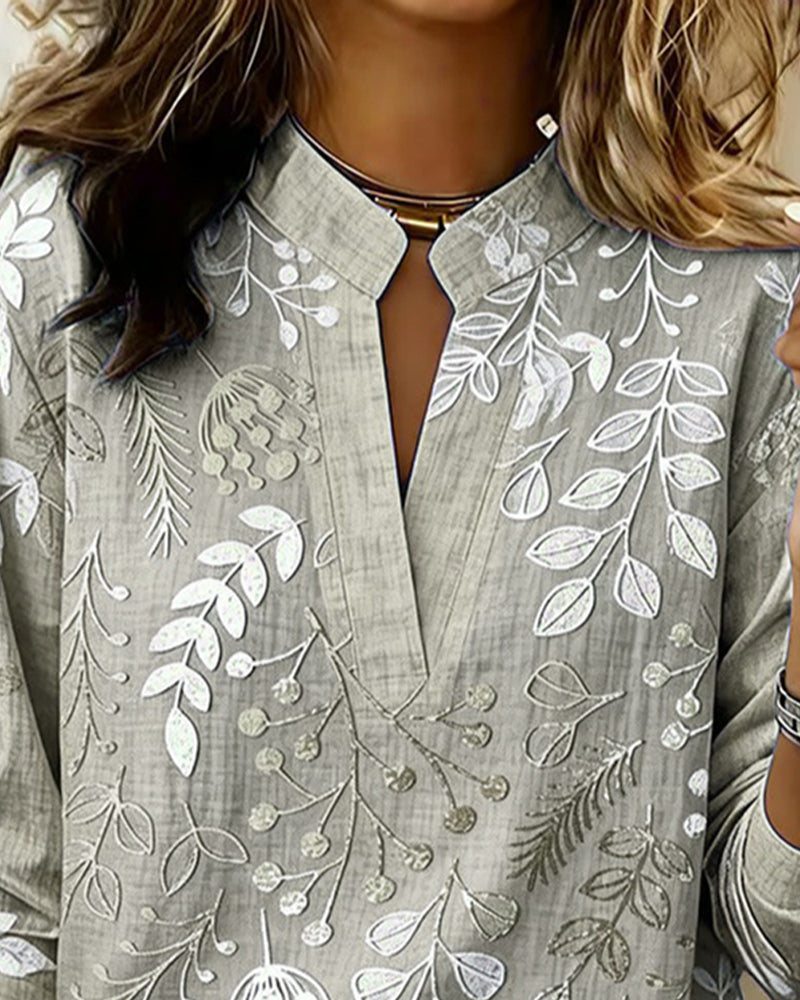 Floral V-Neck Blouse for Women