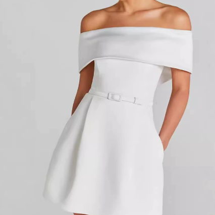 Off-Shoulder Contrast Mini Dress for Women