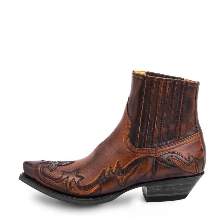 Stitched Leather Cowboy Boots for Men
