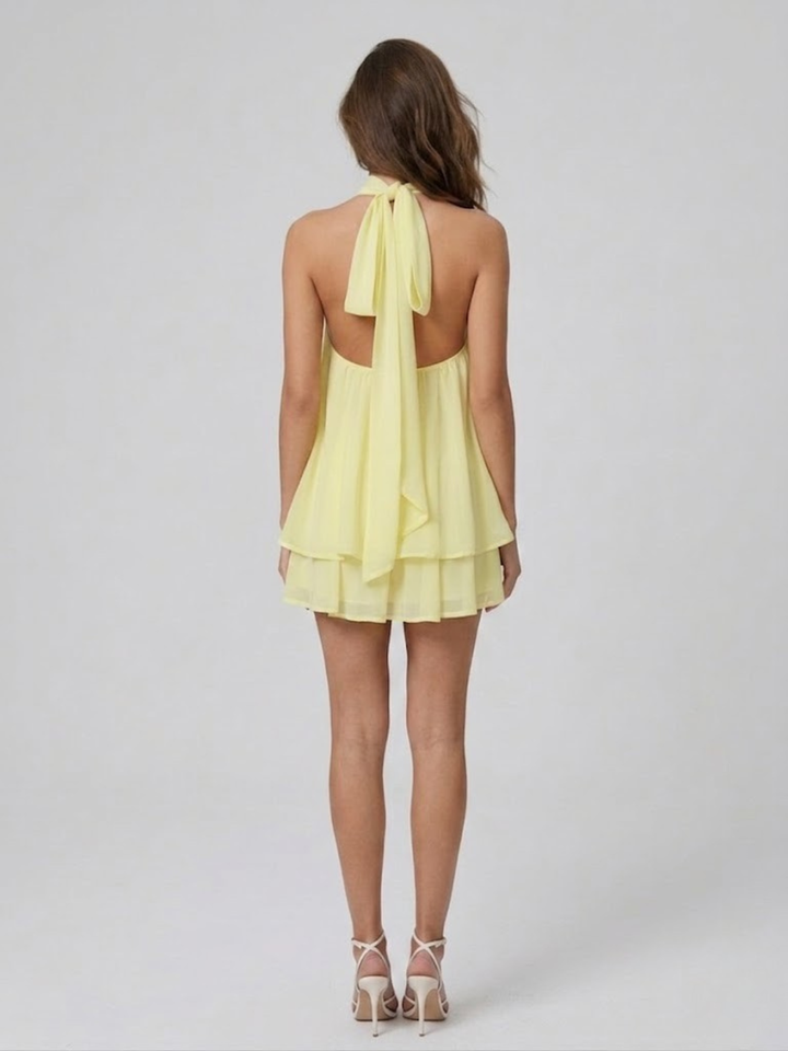 Halter Neck Open Back Mini Dress for Women
