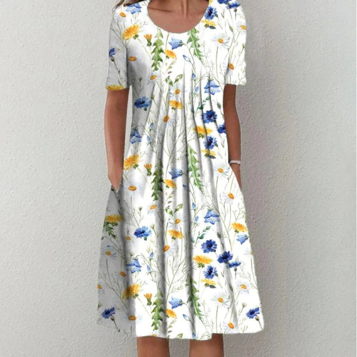Floral Short Sleeve Midi Dress for Women
