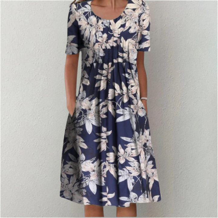 Floral Short Sleeve Midi Dress for Women