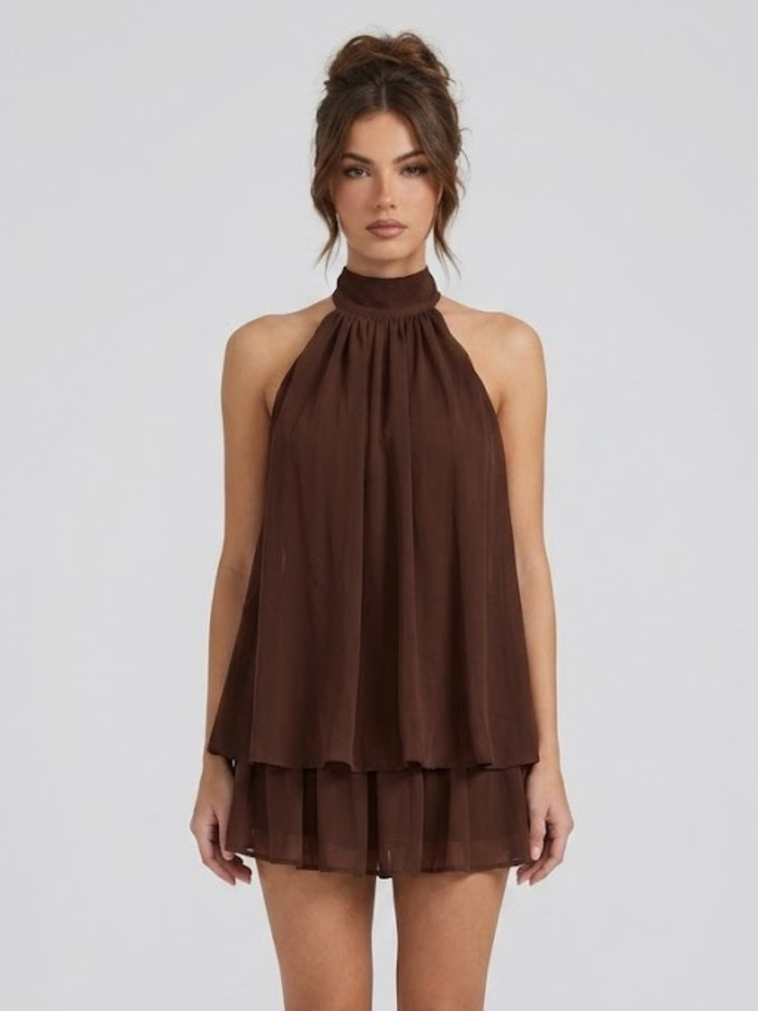 Halter Neck Open Back Mini Dress for Women