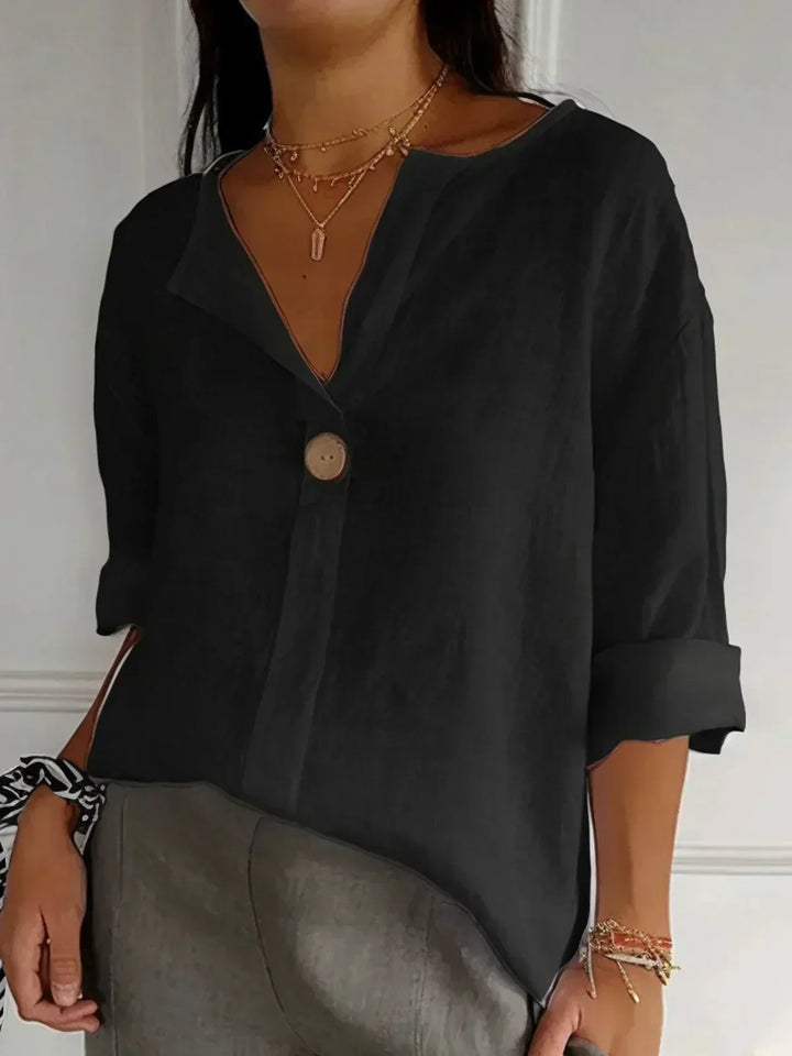 Linen Button-Up Blouse for Women