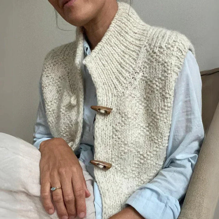 Buttoned Stand Collar Vest for Women