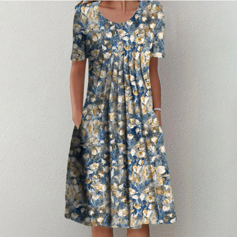 Floral Short Sleeve Midi Dress for Women