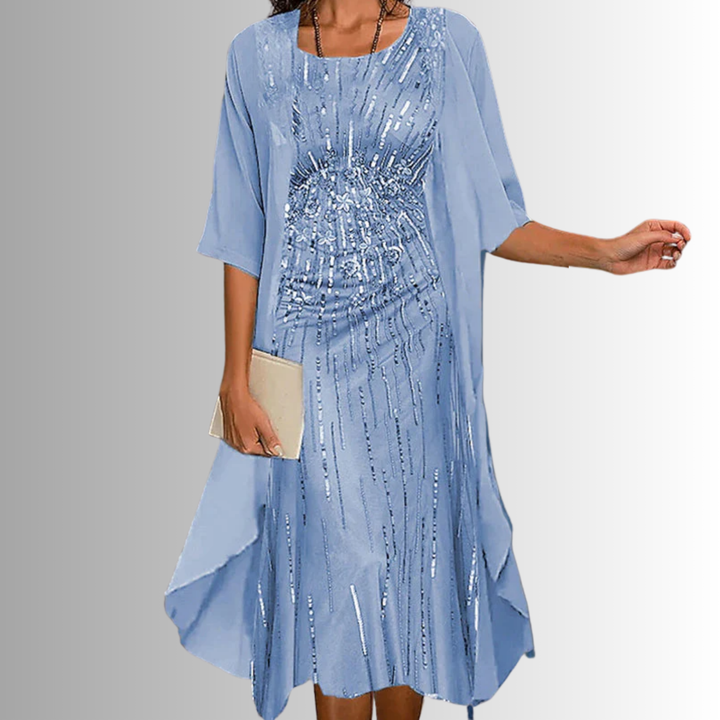 Layered Floral Chiffon Midi Dress for Women