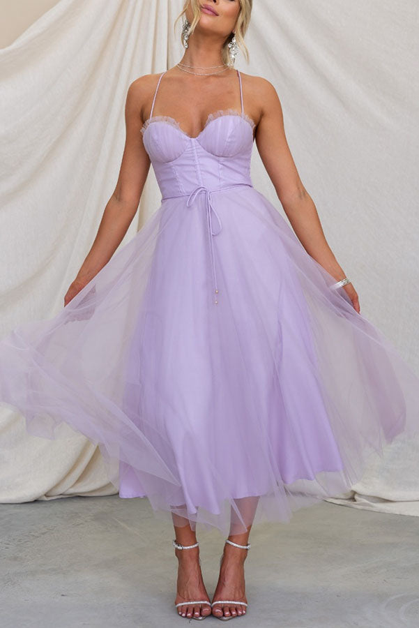 Tulle Skirt Midi Dress for Women