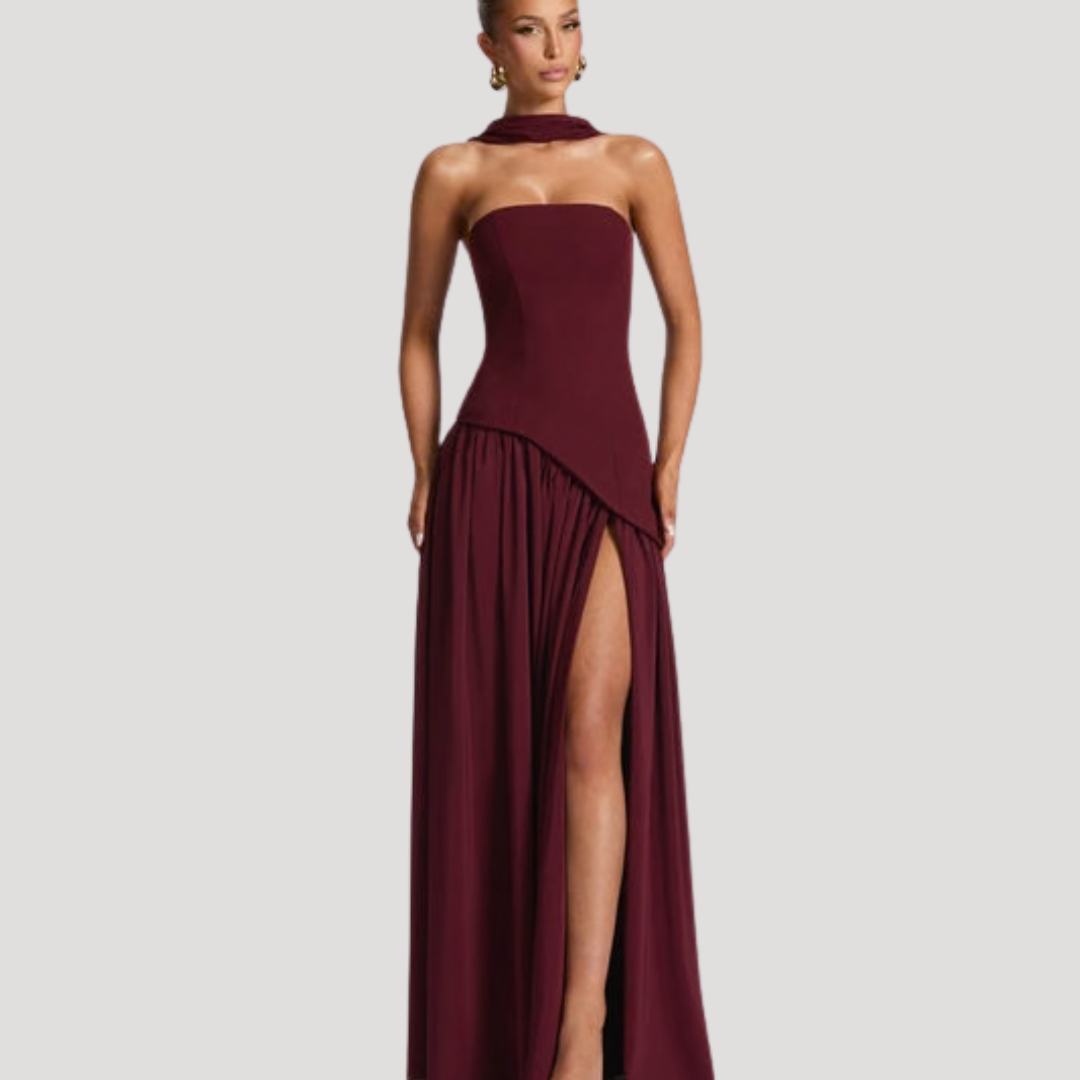 Strapless High-Slit Maxi Dress for Women