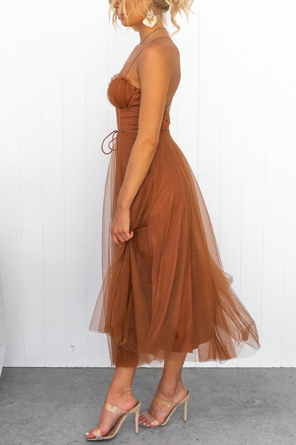 Tulle Skirt Midi Dress for Women