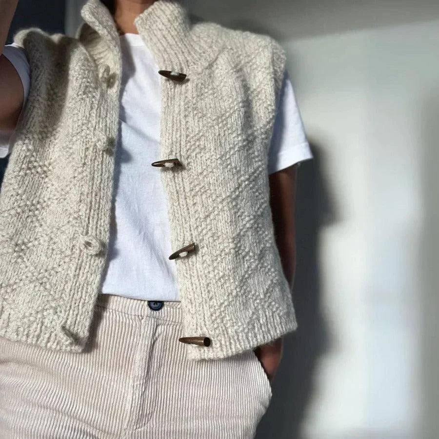 Buttoned Stand Collar Vest for Women
