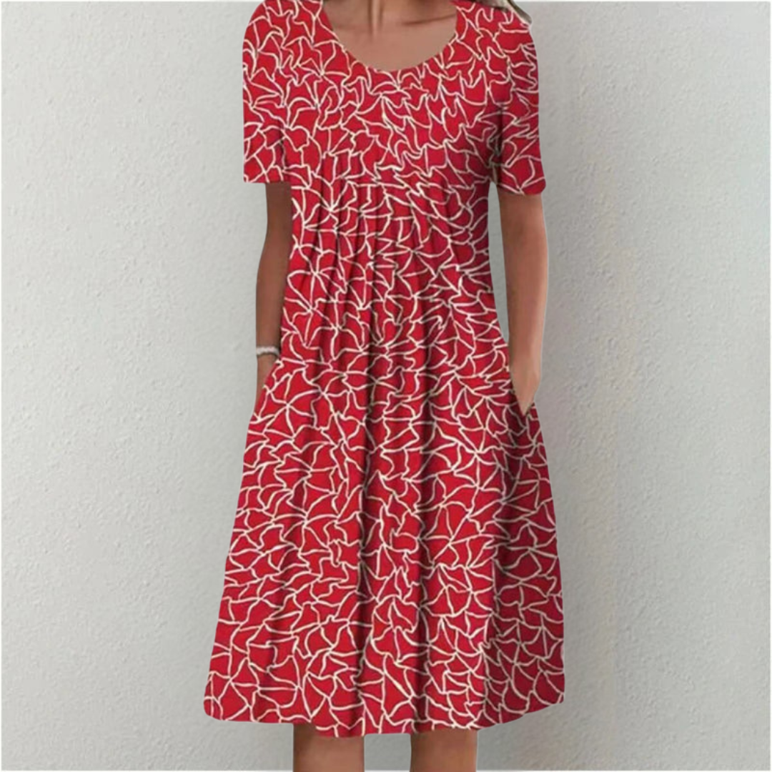 Floral Short Sleeve Midi Dress for Women