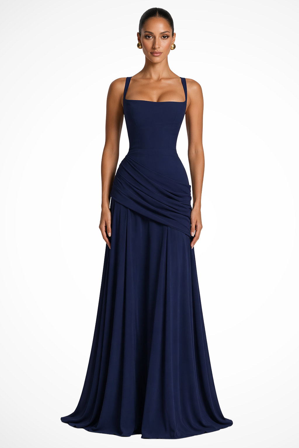 Square Neck Side Slit Maxi Dress for Women