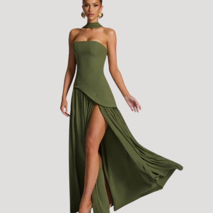 Strapless High-Slit Maxi Dress for Women