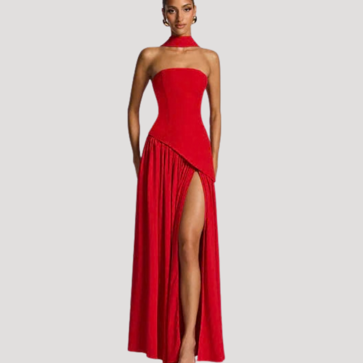 Strapless High-Slit Maxi Dress for Women