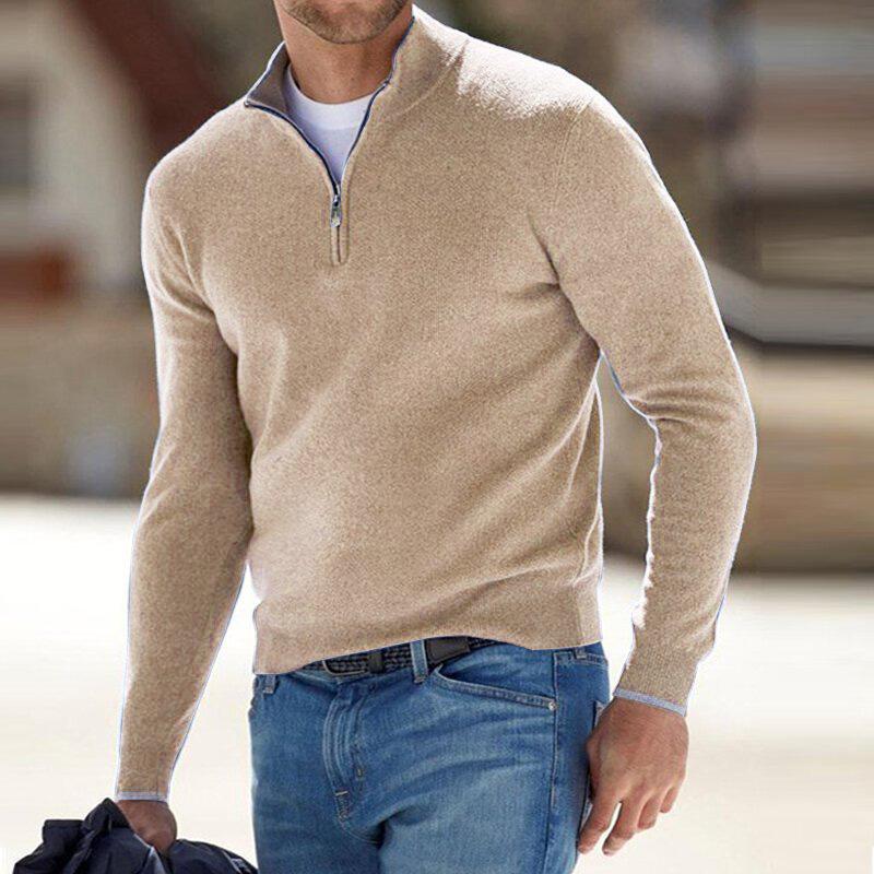 Quarter Zip High Neck Sweater for Men