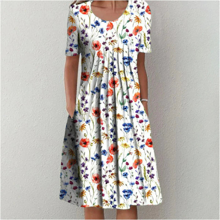 Floral Short Sleeve Midi Dress for Women