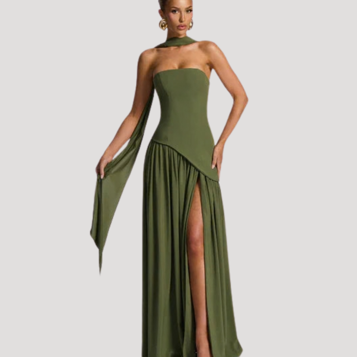 Strapless High-Slit Maxi Dress for Women