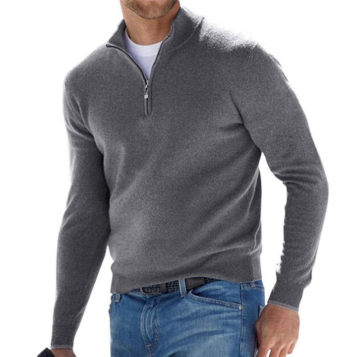 Quarter Zip High Neck Sweater for Men