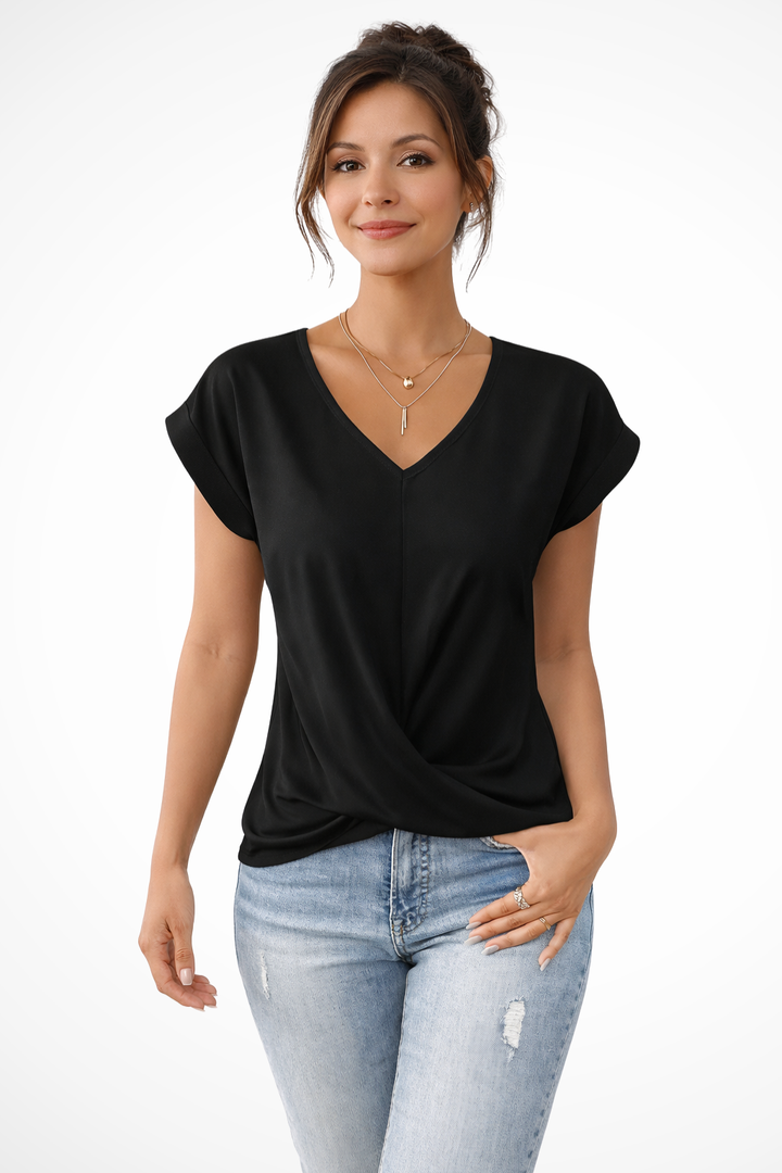 Twist-Front V-Neck Blouse for Women