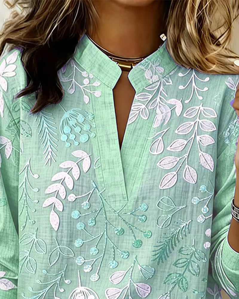 Floral V-Neck Blouse for Women