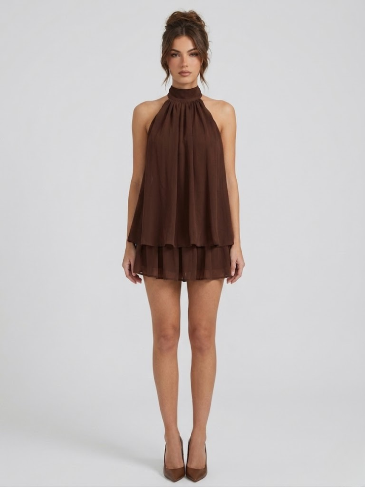 Halter Neck Open Back Mini Dress for Women