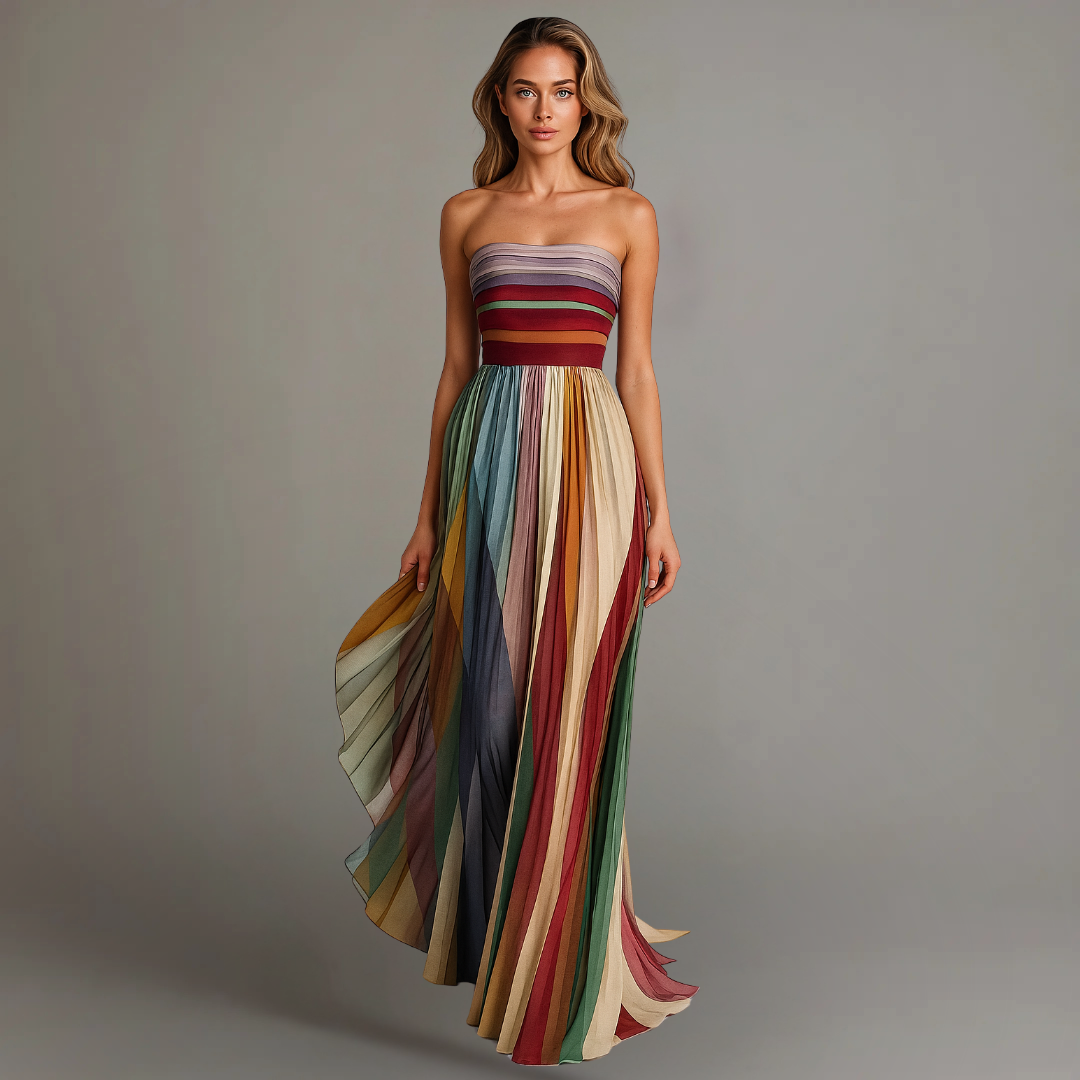 Pleated Bustier Maxi Dress for Women