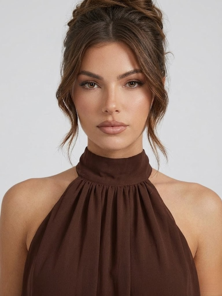 Halter Neck Open Back Mini Dress for Women