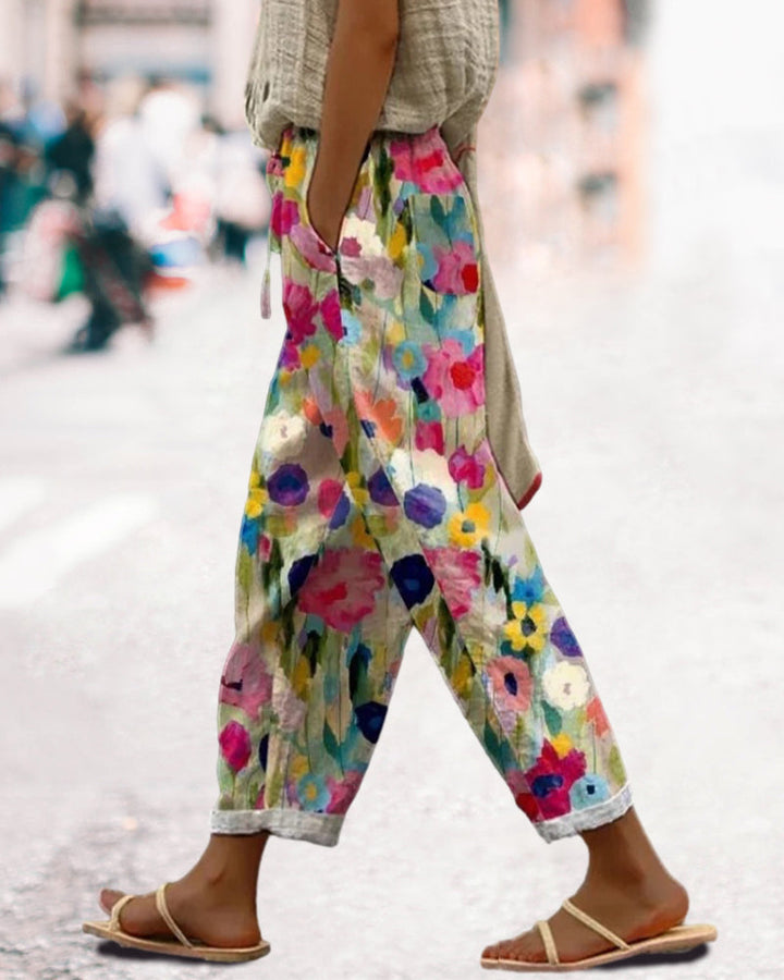 Floral Print Wide Leg Pants for Women