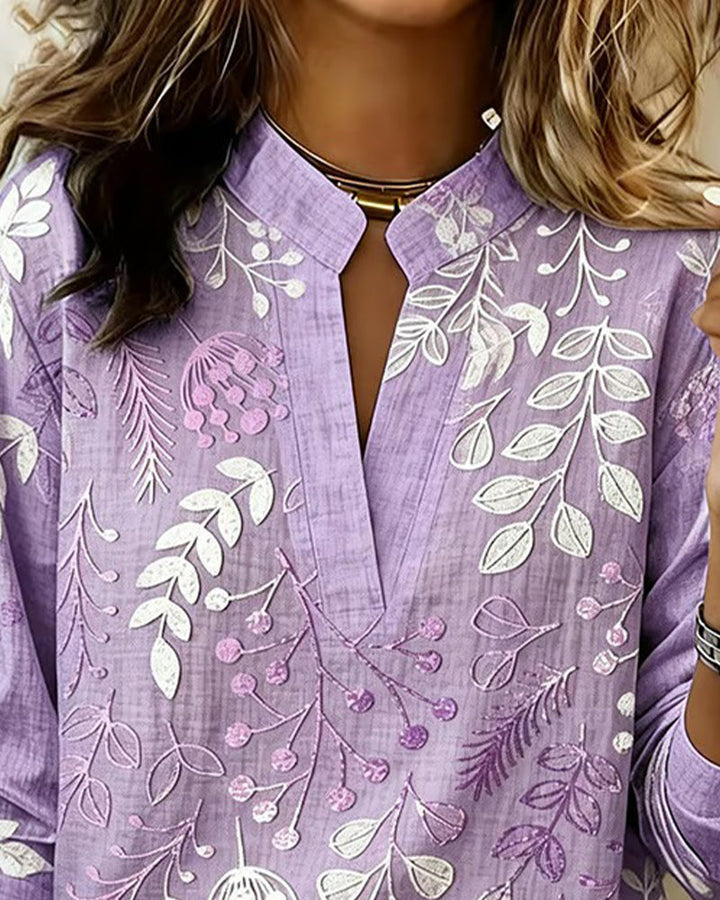 Floral V-Neck Blouse for Women