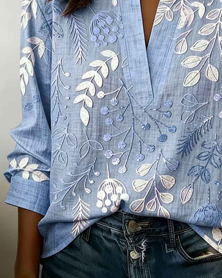 Floral V-Neck Blouse for Women