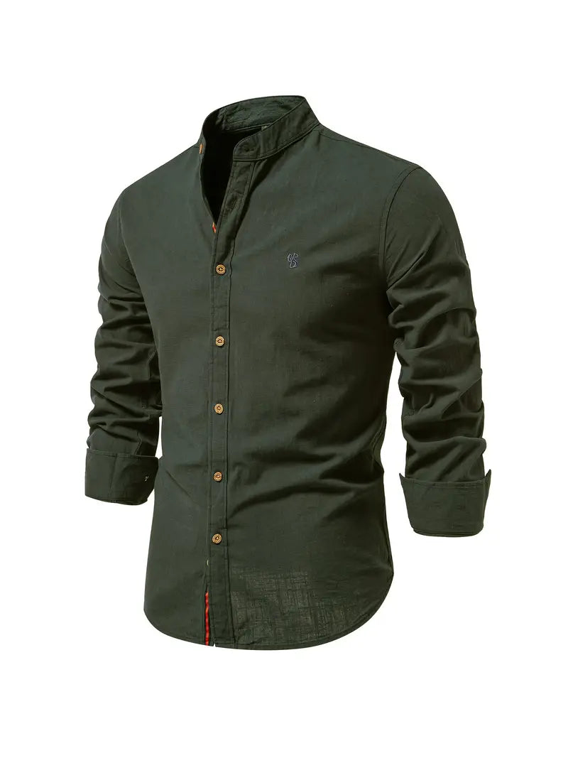 Mandarin Collar Slim Shirt for Men