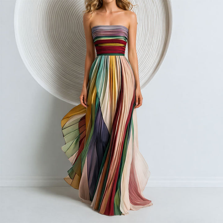 Strapless Pleated Maxi Dress for Women