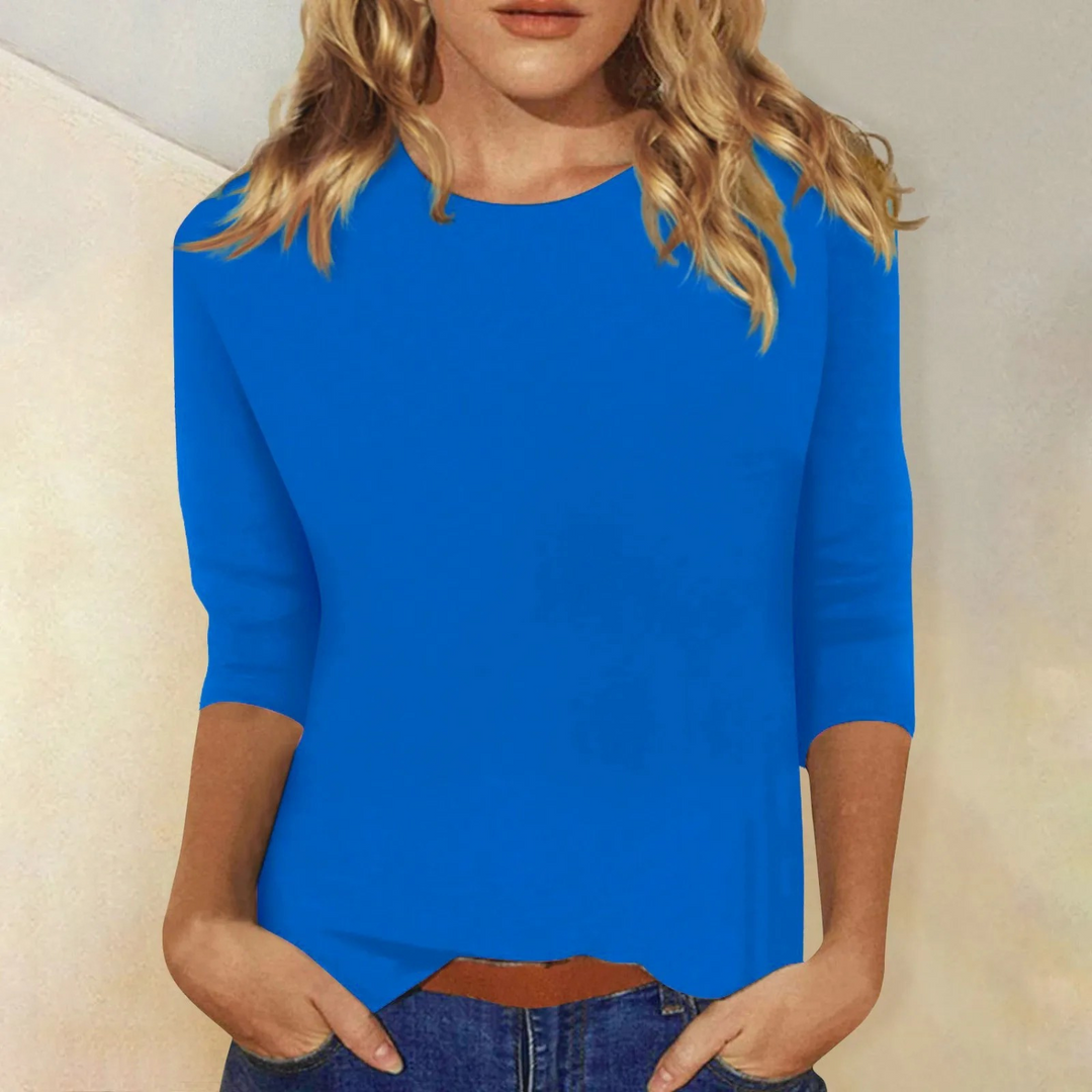 Relaxed Long Sleeve Round Neck Top for Women