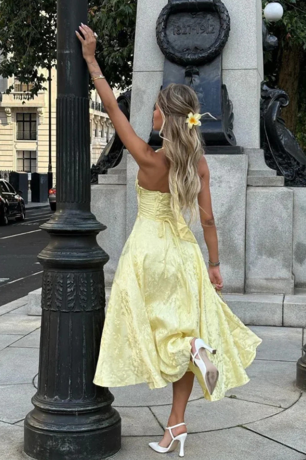 Halter Neck Open Back Midi Dress for Women