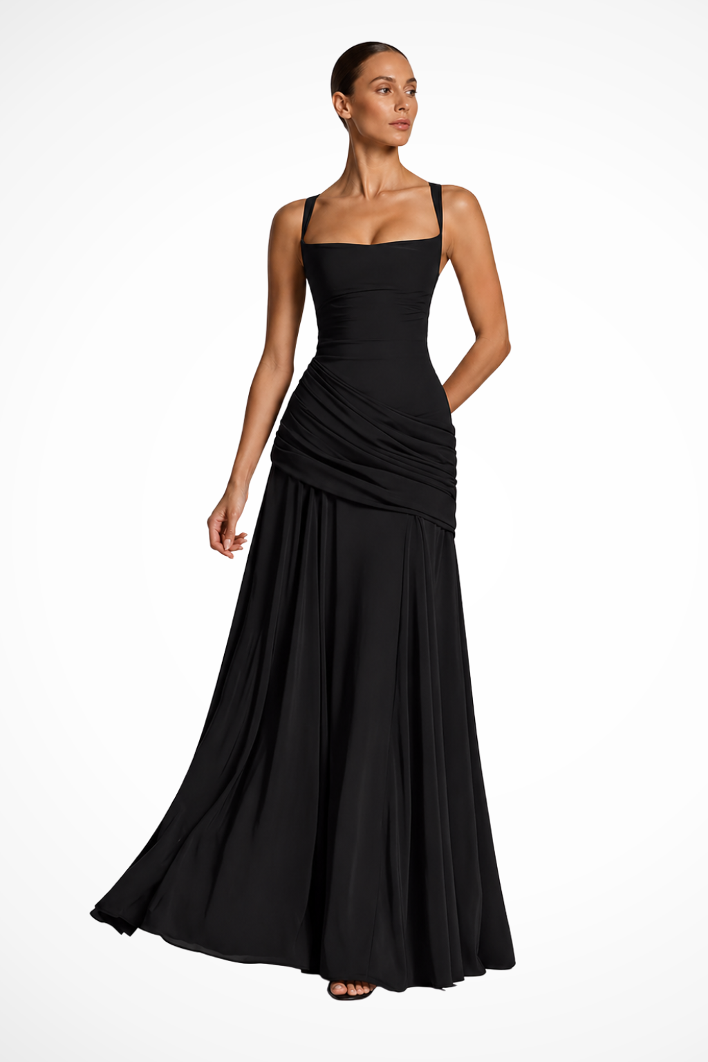 Square Neck Side Slit Maxi Dress for Women