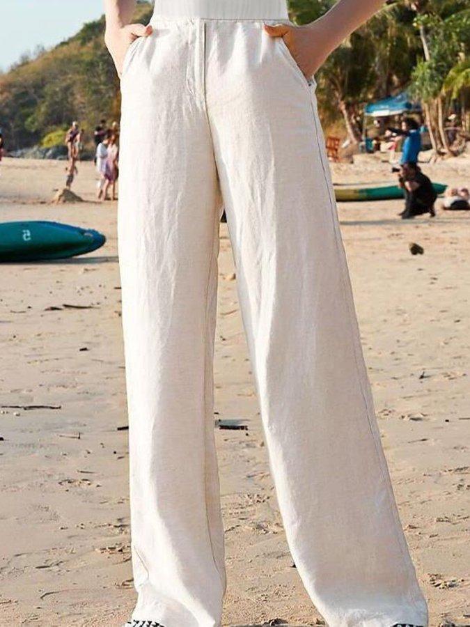 Elastic Waist Wide Leg Pants for Women