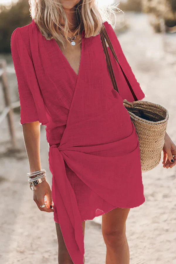Knotted Wrap Mini Dress for Women