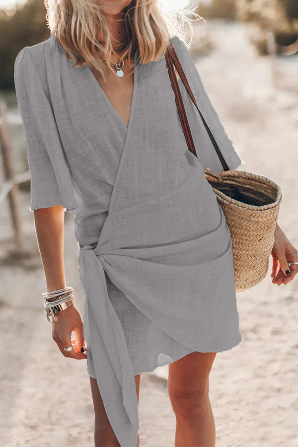 Knotted Wrap Mini Dress for Women