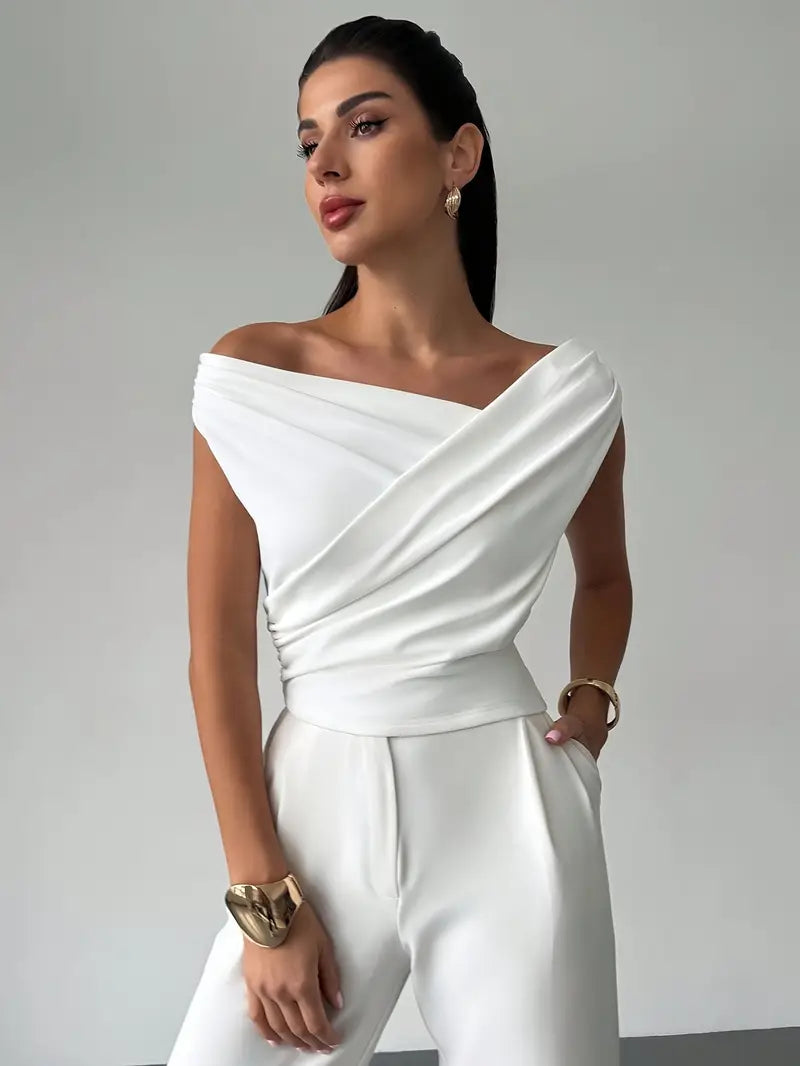 Draped Shoulder Top for Women