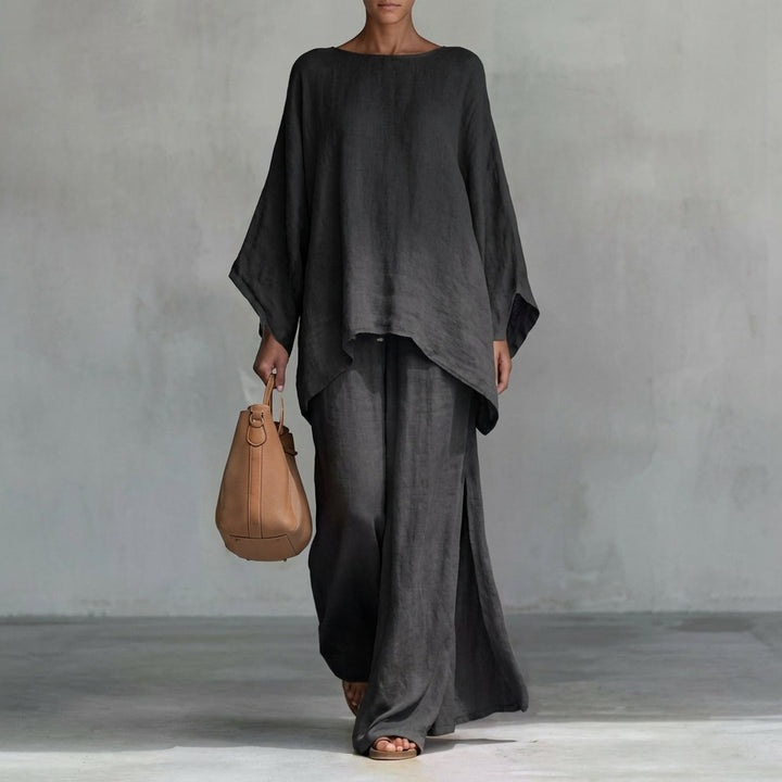 Asymmetric Tunic and Wide Leg Pant Set for Women