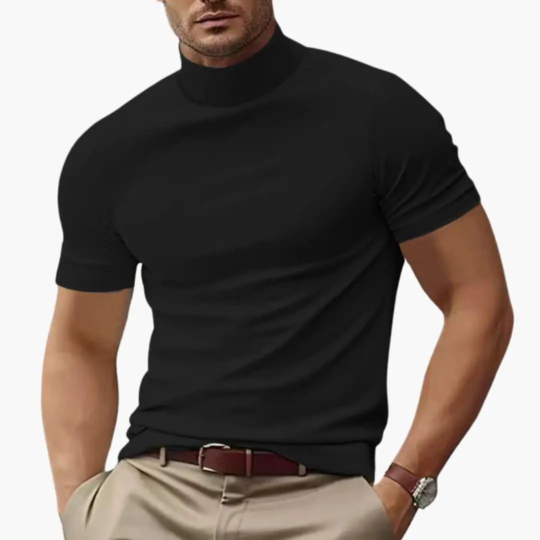 Stand Collar Slim Fit T-Shirt for Men