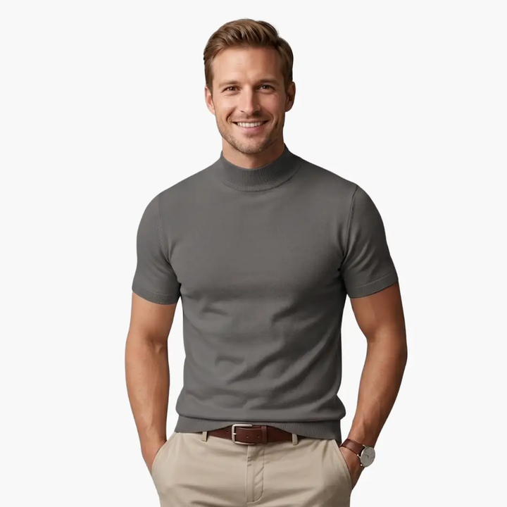 Stand Collar Slim Fit T-Shirt for Men