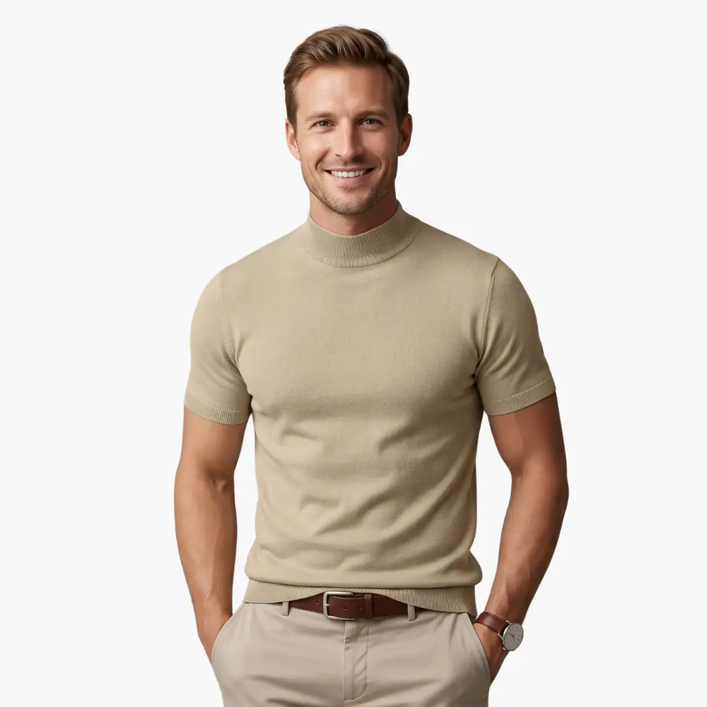 Stand Collar Slim Fit T-Shirt for Men